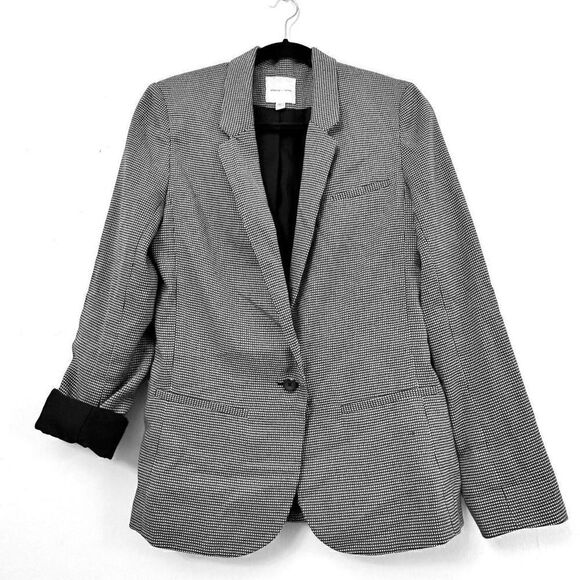 Silence+Noise Womens Blazer Jacket Button Long Sleeve Diamond Print Gray Medium - Picture 1 of 3